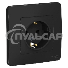 Розетка СП BLANCA 16А 250В без шторок с заземл. антрацит SchE BLNRS001016