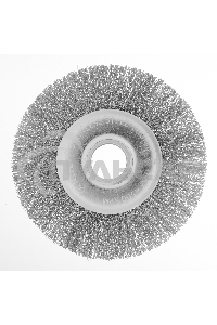 Щетка для УШМ, 125 мм, Плоская, витая нержавеющая проволока 0,3 мм, посадка 22,2 мм Denzel