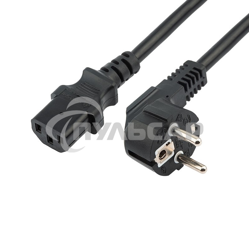 Шнур сетевой, евровилка угловая - евроразъем С13, кабель 3x1,5 мм², длина 1,5 метра, черный (PVC пакет) Rexant