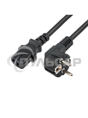 Шнур сетевой, евровилка угловая - евроразъем С13, кабель 3x1,5 мм², длина 1,5 метра, черный (PVC пакет) Rexant