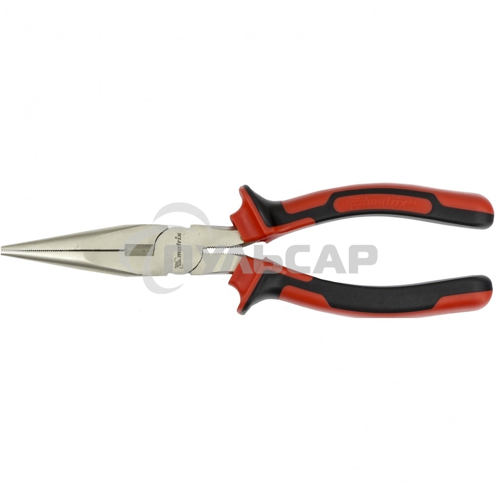 Длинногубцы Matrix NICKEL, 200 мм, прямые никелированные, двухкомпонентные рукоятки