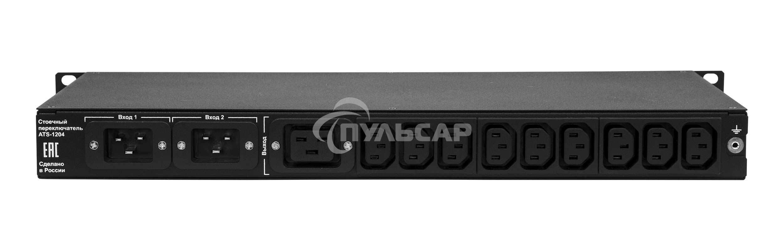 Автоматический ввод резерва ELEMY RACK ATS, 1U, 220В, 16А, OLED, Ethernet, in (2) C20, out (1) C19 (9) C13