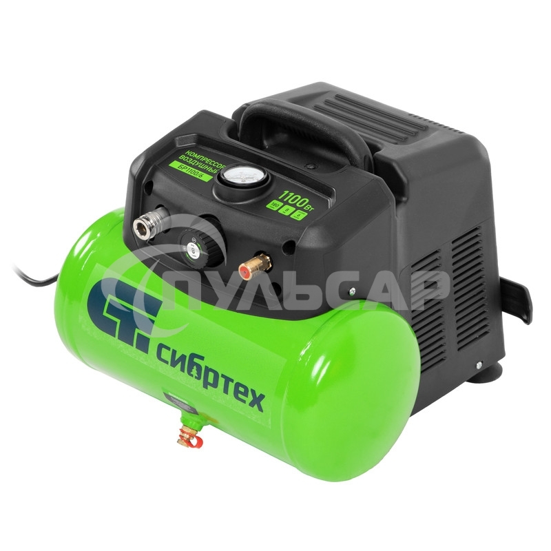 Компрессор воздушный безмаслянный BL 1100/6 1100Вт, ресивер 6 литров, 180 л/мин Сибртех