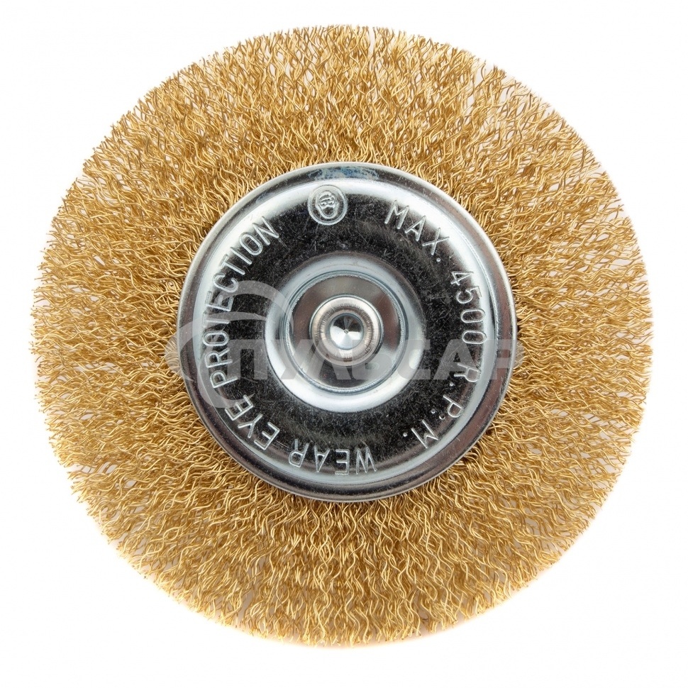 Щетка Matrix для дрели 100 мм, плоская со шпилькой, латунированная витая проволока