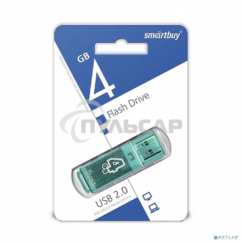 Флешка USB Smartbuy 4 Gb USB <USB 2.0> Smartbuy Glossy series Green (SB4 GbGS-G)