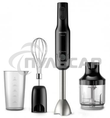 Блендер погружной Philips HR2543/90, 700Вт, 1 скорость, турбо режим, стакан для взбивания, венчик, измельчитель, черный