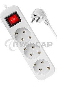 Удлинитель Defender S350 белый 5.0 м, 3 розетки 