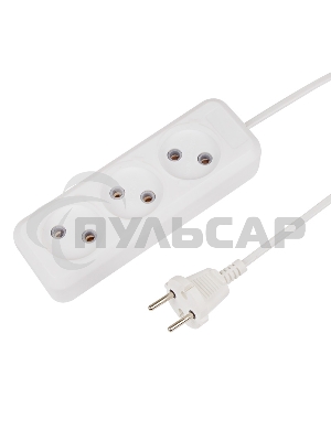 Удлинитель Rexant 3 гнезда, 7 м, 2х0.75 мм², б/з, белый (Сделано в России)