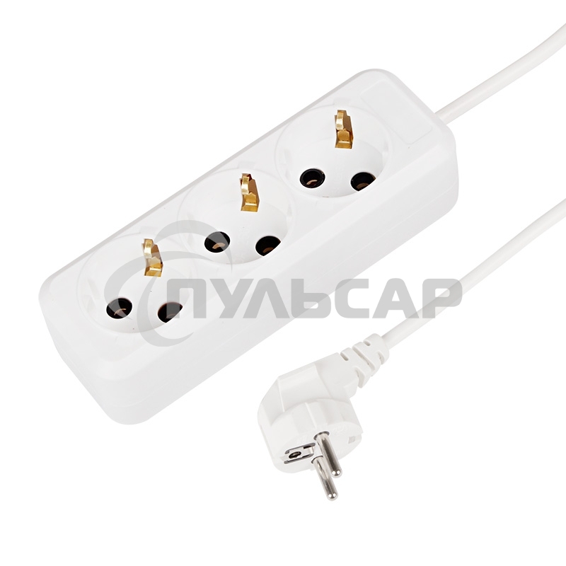 Удлинитель Rexant 3 гнезда, 5 м, 3х1.0 мм², с/з, белый (Сделано в России)