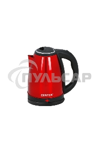 Чайник Centek CT-1068 RED (красный) металл 2л, 2000W, хромированная вставка на крышке