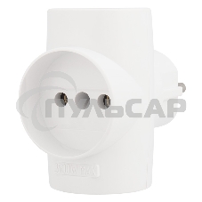 Тройник электрический 10 А без заземления белый Rexant