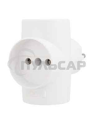 Тройник электрический 10 А без заземления белый Rexant