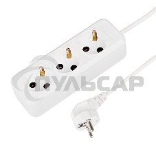 Удлинитель Rexant 3 гнезда, 3 м, 3х1.0 мм², с/з, белый (Сделано в России)