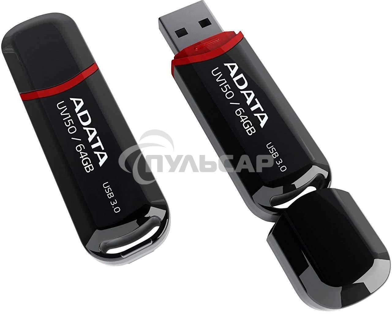 Флешка USB ADATA UV150 (AUV150-64G-RBK), 64 Gb, USB 3.0, R/W 100/40, черный