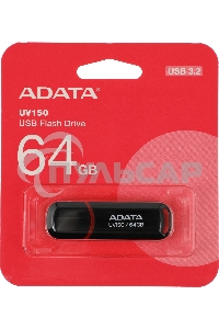 Флешка USB ADATA UV150 (AUV150-64G-RBK), 64 Gb, USB 3.0, R/W 100/40, черный