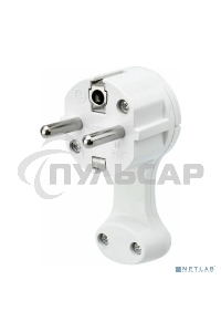 Вилка Евро Rexant угловая с з/к 16 А плоская за шкаф белая