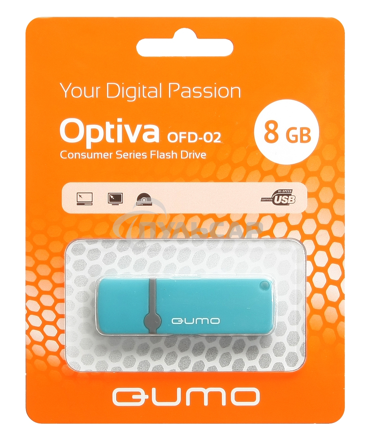 Флешка USB QUMO 8 Gb, Optiva 02 Blue QM8GUD-OP2-blue