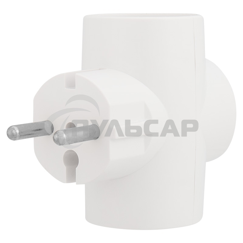 Тройник электрический 10 А без заземления белый Rexant