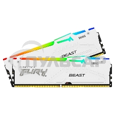 Оперативная память Kingston Fury Beast, DDR5, 64Gb (2x32Gb), 5600MHz, CL40, DIMM, с радиатором, RGB, белый
