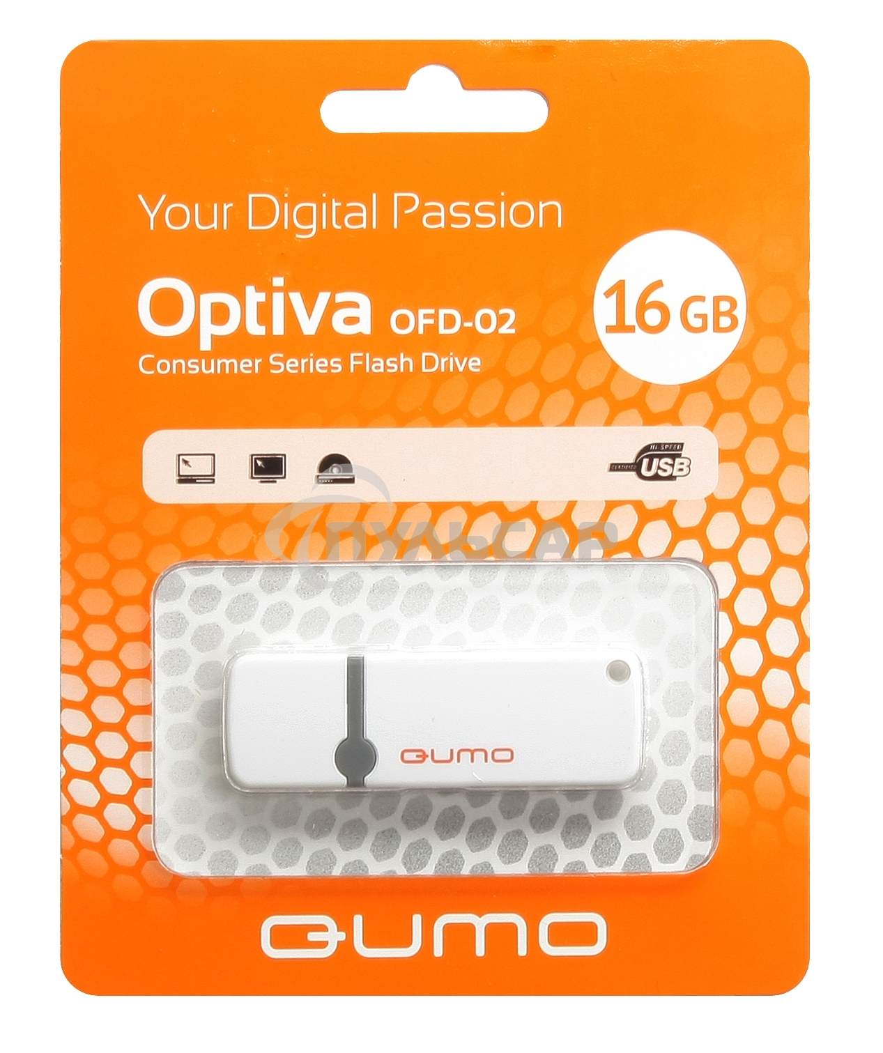 Флешка USB 2.0 QUMO 16 Gb Optiva 02 White QM16GUD-OP2-белый